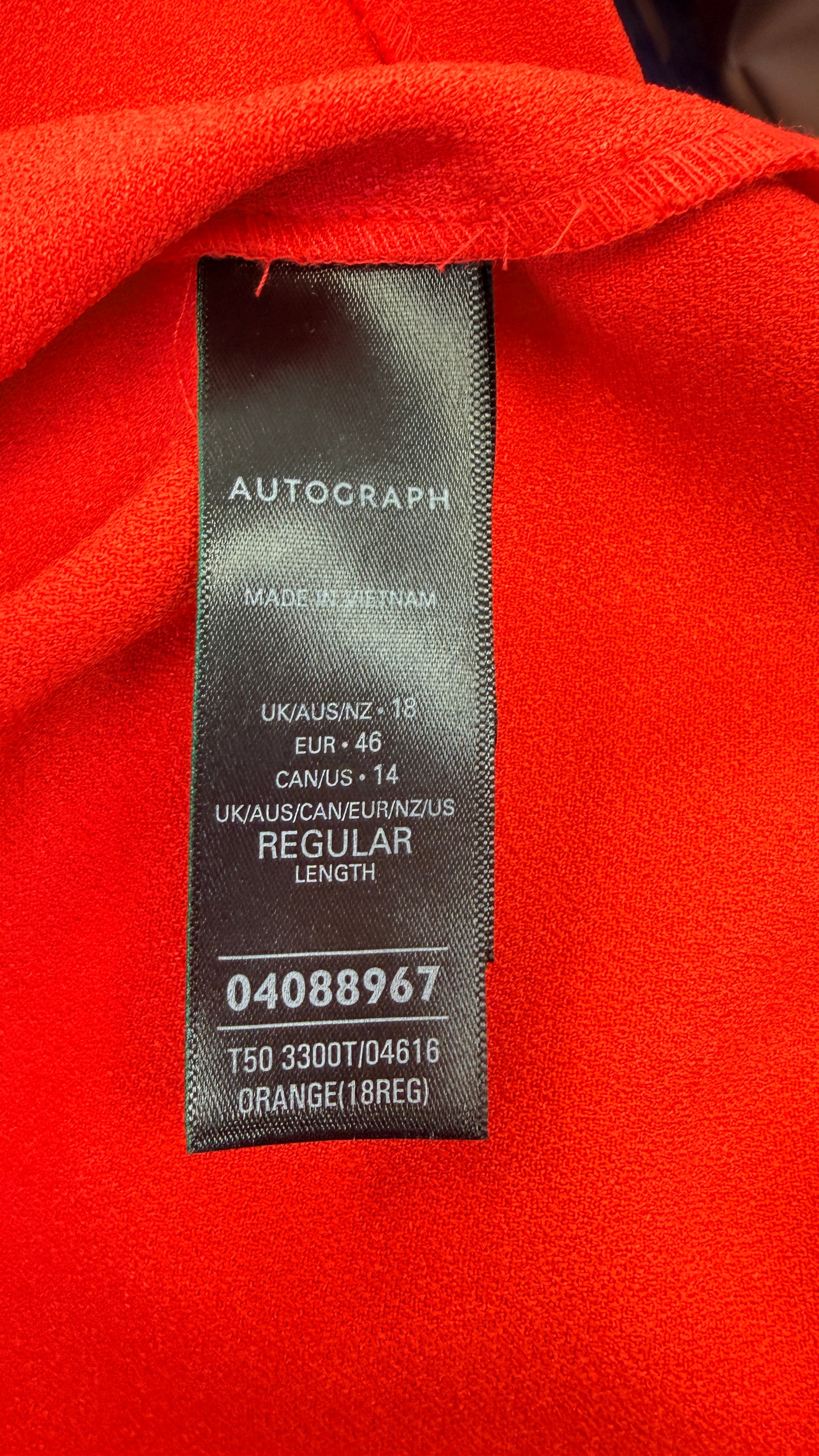 AUTOGRAPH Scoop Neck Midi Column Dress Orange UK 18