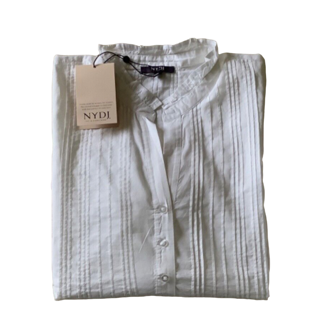NYDJ White cotton classic Pintuck Blouse  UK S