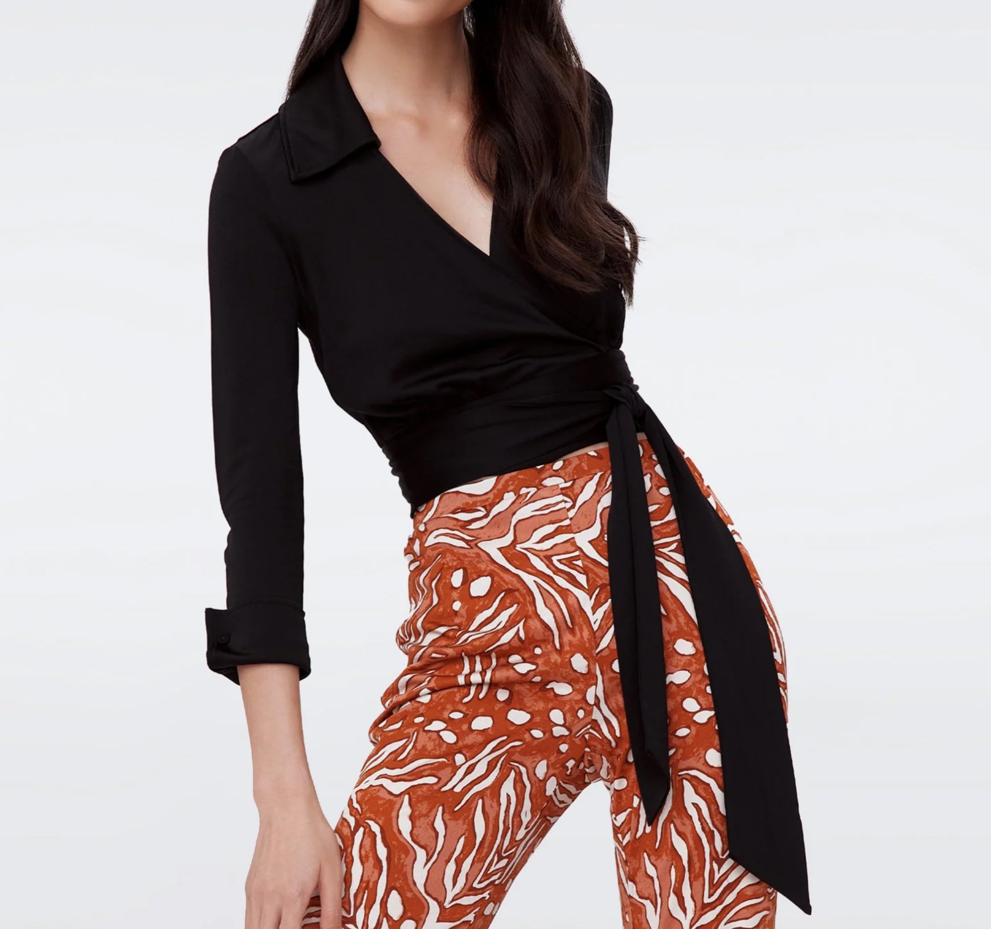 Diane Von Furstenberg Black Bobbie 3/4 Top UK M