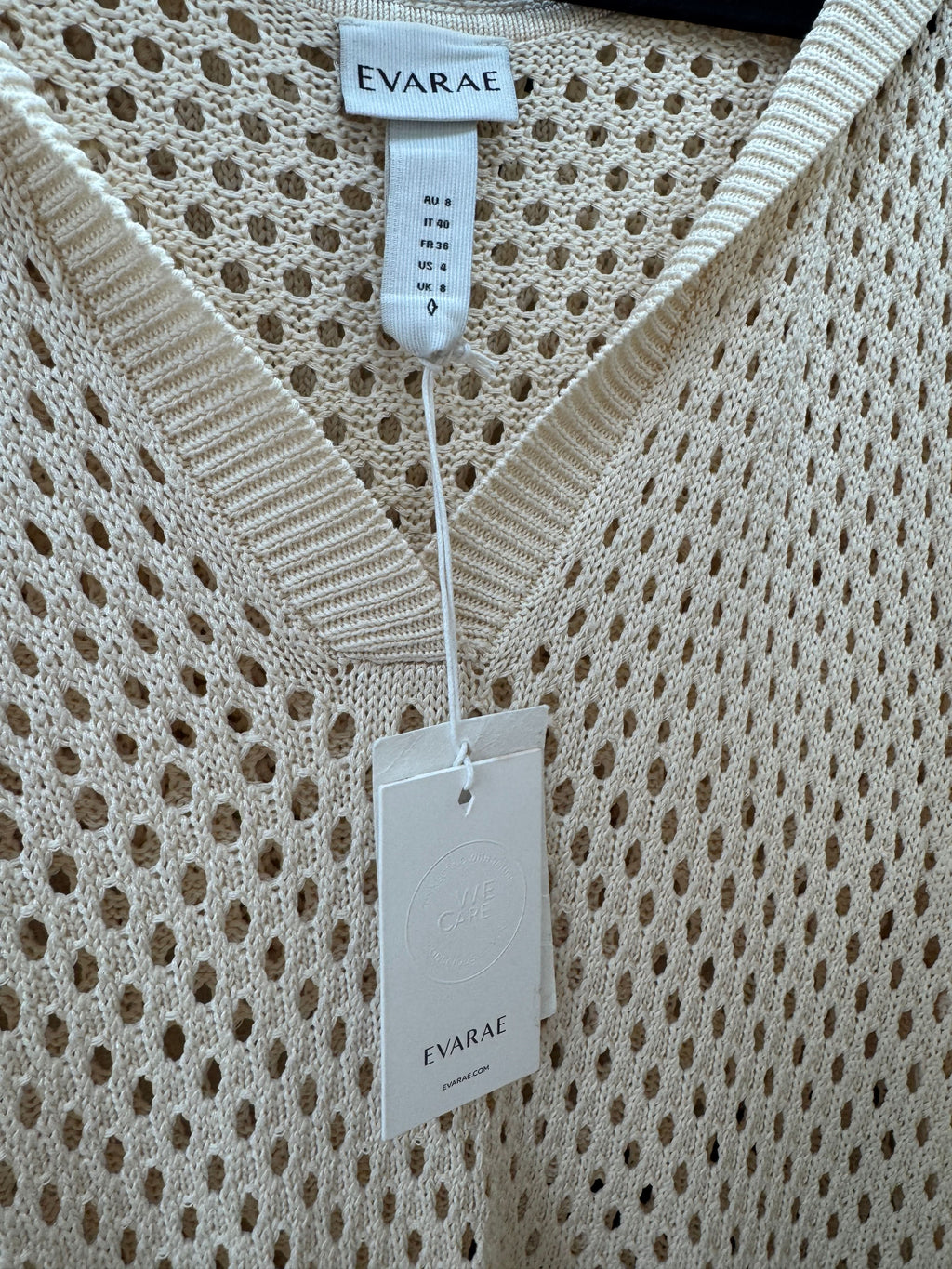 EVARAE Cream Ahlya Knitted Hoodie Dress UK 8