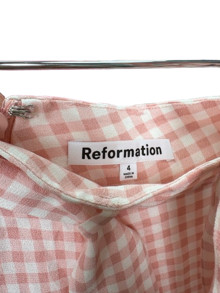 Reformation Pink Gingham Top And Skirt UK S