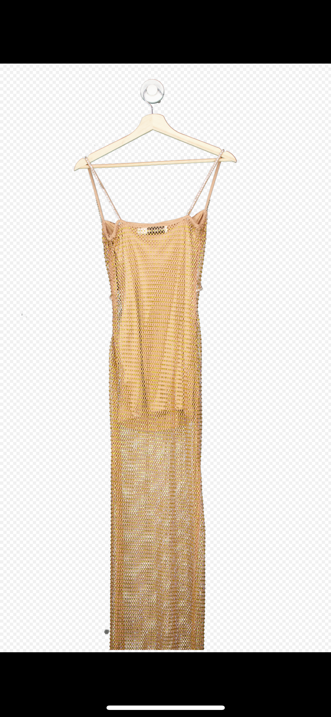 Self-Portrait Tan Hotfix Fishnet Maxi Dress UK 4