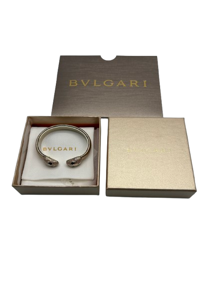 BVLGARI Metallic Serpenti Forever Leather / Gold plated enamel Bracelet