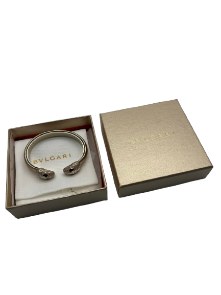 BVLGARI Metallic Serpenti Forever Leather / Gold plated enamel Bracelet
