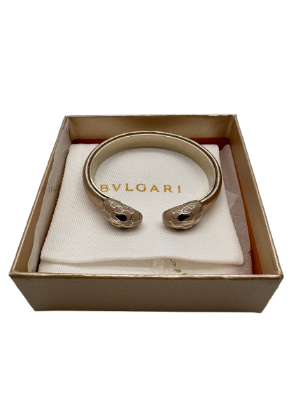 BVLGARI Metallic Serpenti Forever Leather / Gold plated enamel Bracelet