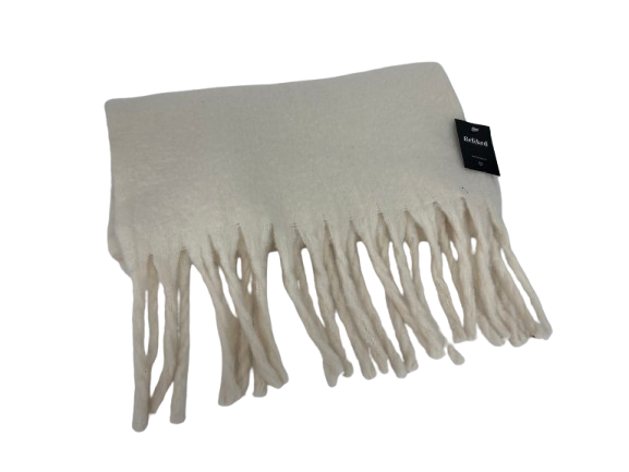ZARA Cream Wide Fringed Scarf UK M