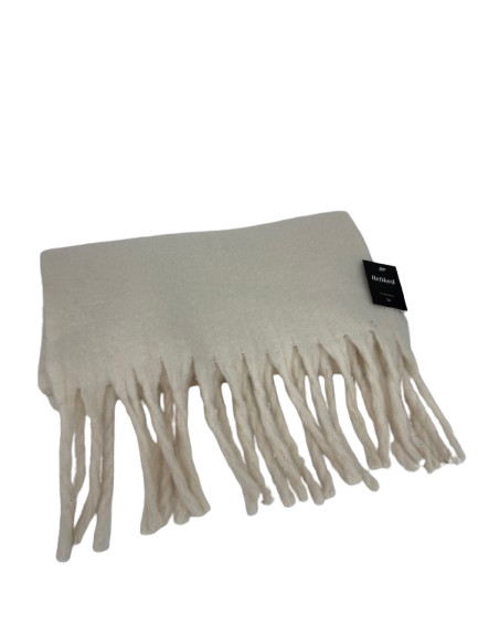 ZARA Cream Wide Fringed Scarf UK M