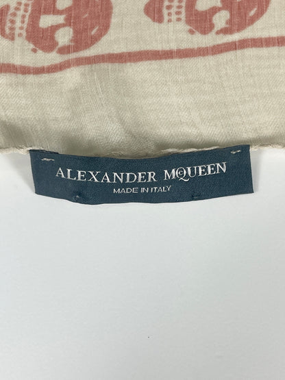 Alexander McQueen Cream Cream/pink Silk Skull Print Scarf 104 x 120cm