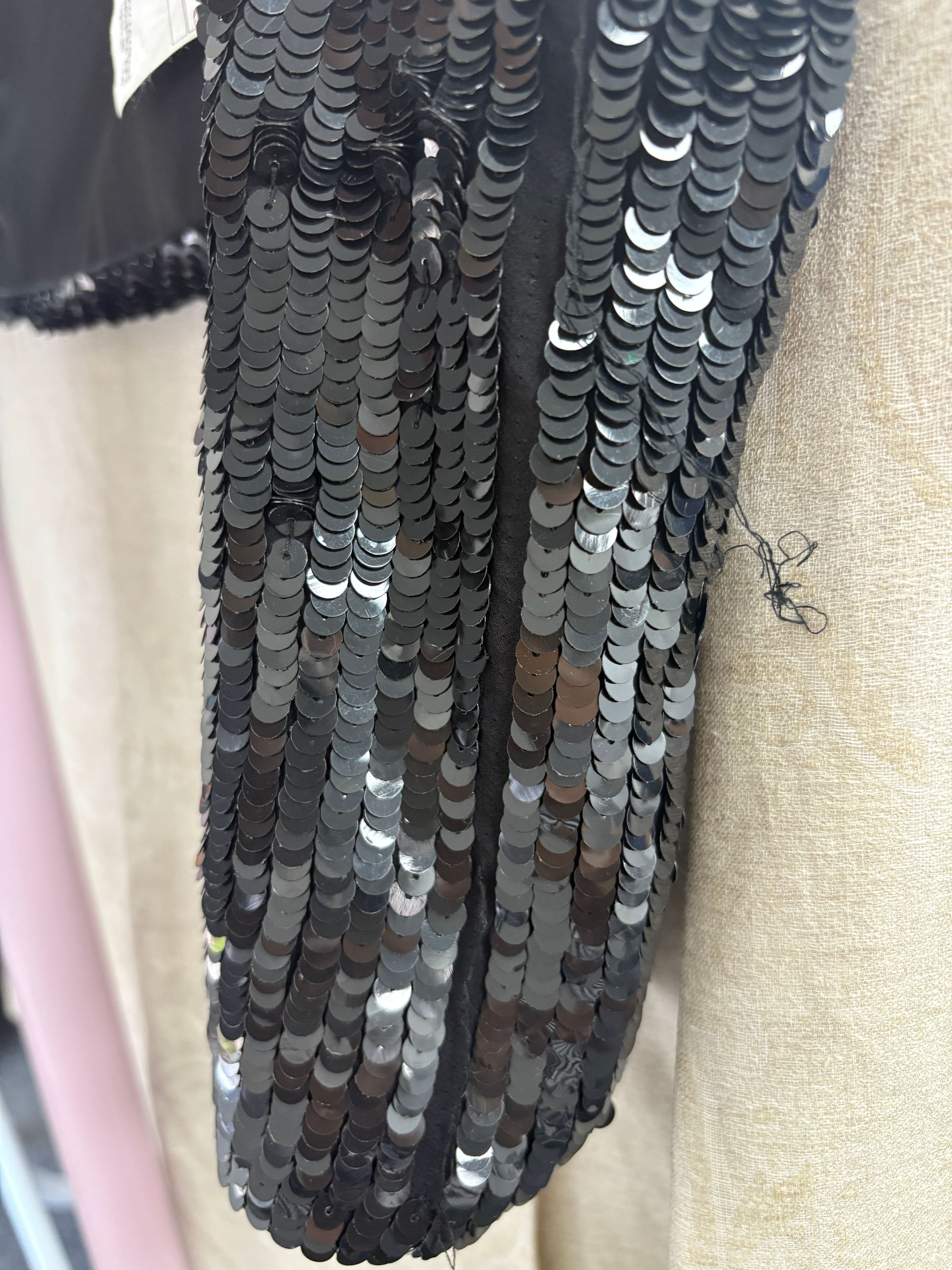 Dolce & Gabbana Black Silk Sequin Bolero IT 46 UK S