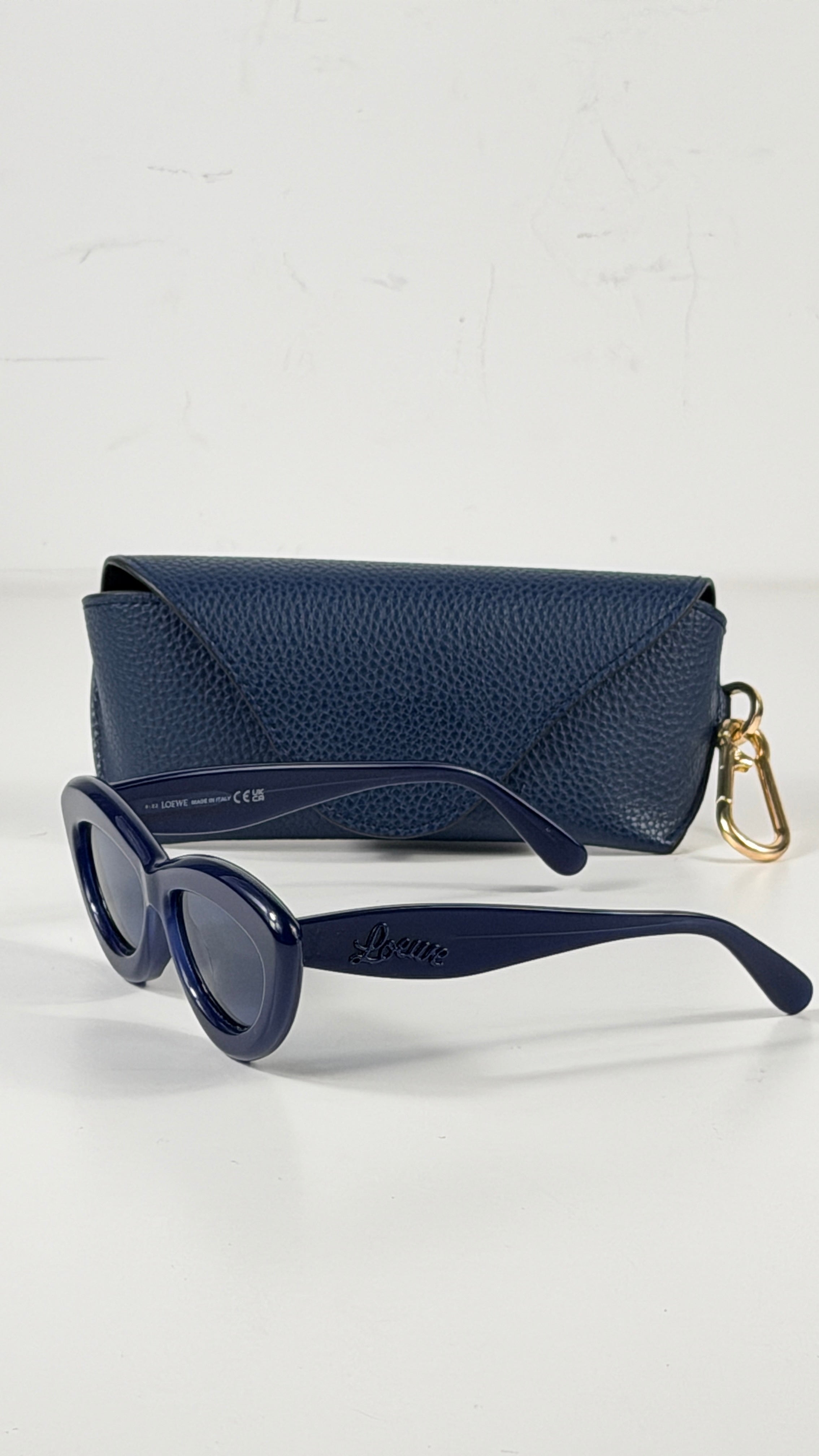 Loewe Navy Blue Cat-Eye Sunglasses in Case