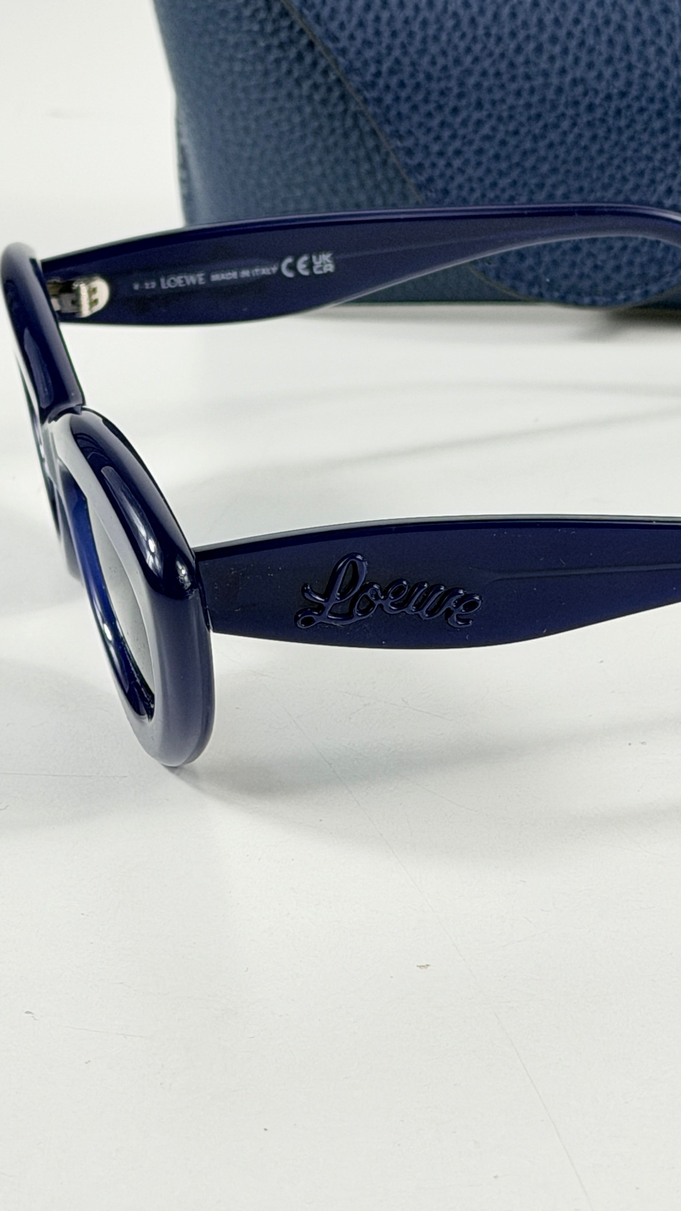 Loewe Navy Blue Cat-Eye Sunglasses in Case