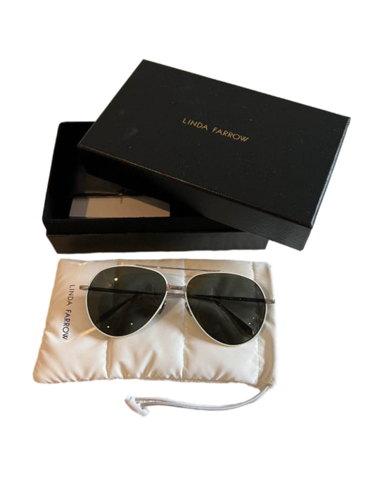 Linda Farrow  Marcelo titanium Aviator Sunglasses In White with case/box