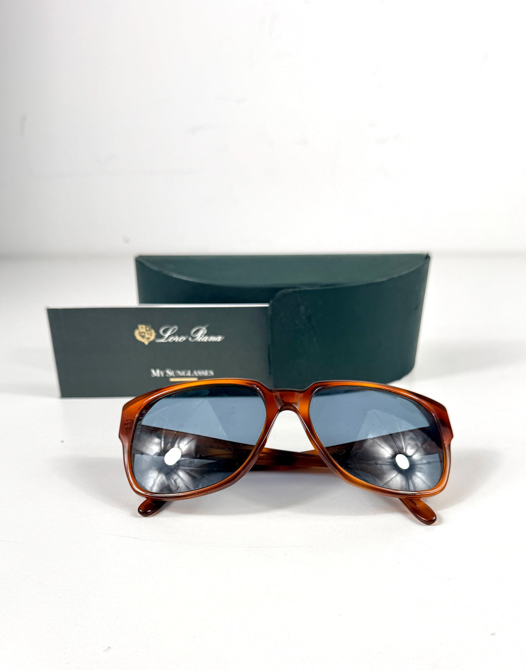 Loro Piana Tortoiseshell Acetate Sunglasses Brown in Case