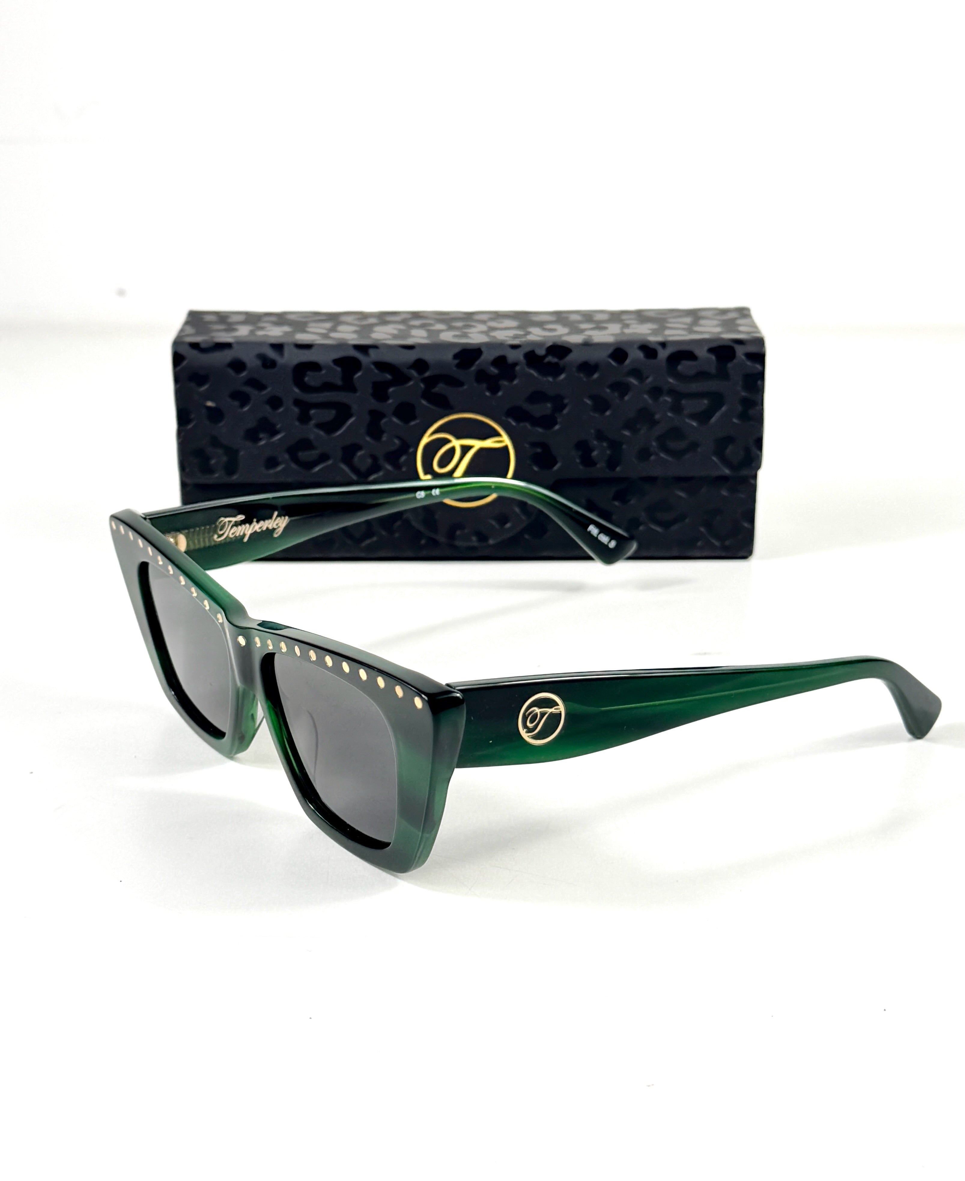 Temperley London The Dolly Green / Gold  Sunglasses in Case