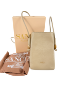 Sancia The Alvide Bag Beige Textured Crossbody Phone Bag