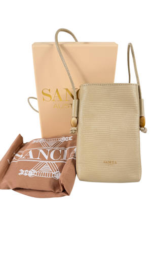 Sancia The Alvide Bag Beige Textured Crossbody Phone Bag