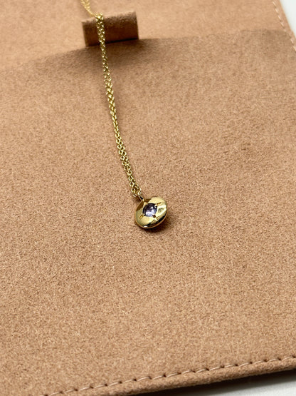 Astrid & Miyu Metallic September Sapphire Birthstone Necklace In 14k Solid Gold One Size