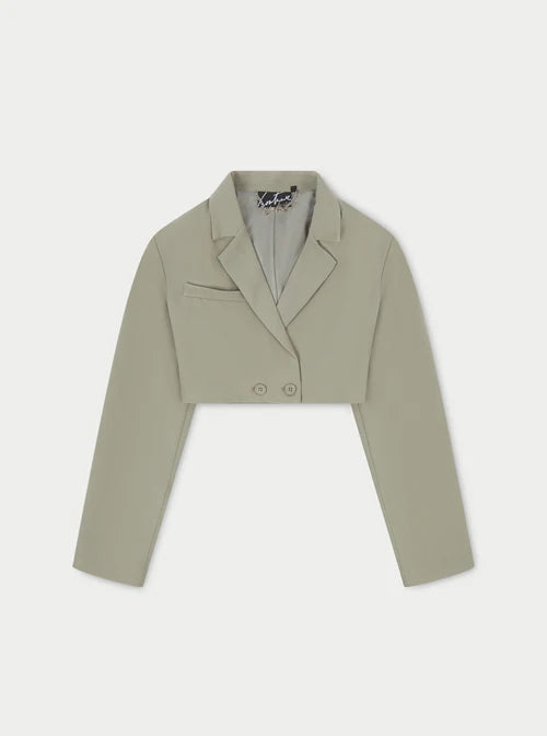 The Couture Club Beige Tie Detail Cropped Oversized Blazer UK 6