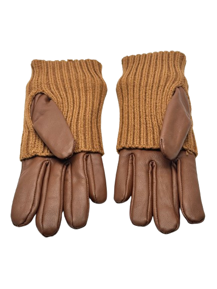nicole farhi Brown By Nicole Farhi Leather & Wool Driving Gloves UK S/M