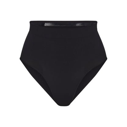 SKIMS Black Seamless Sculpt Mid Waist Brief In Onyx UK L