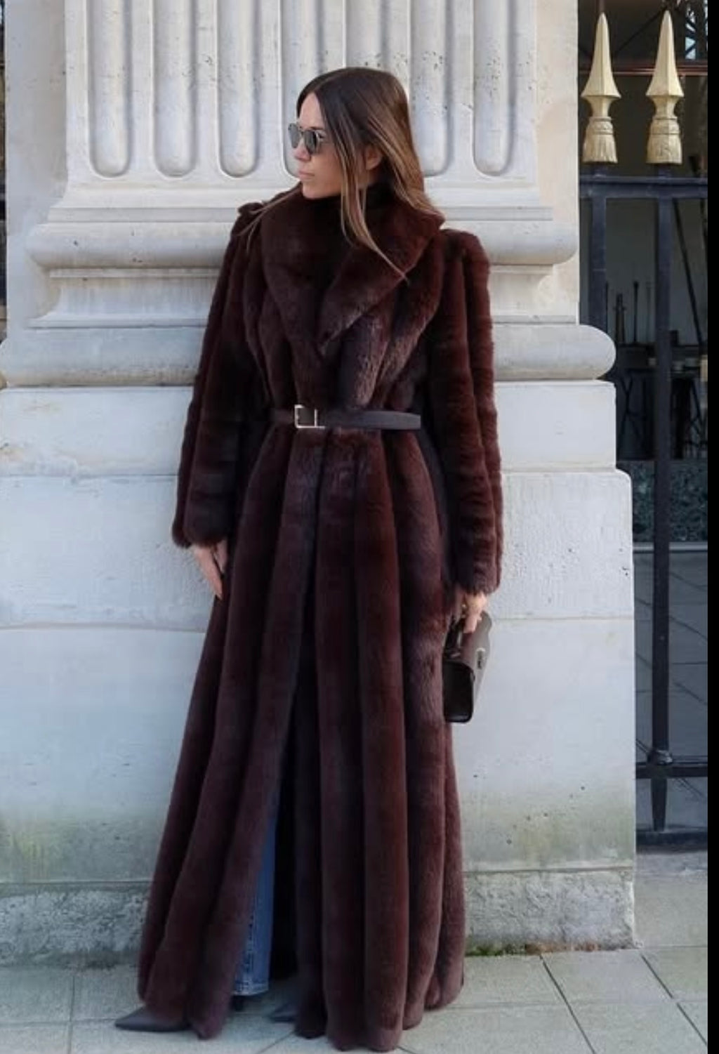 LOBA Brown Luciana Faux Fur Maxi Coat UK M