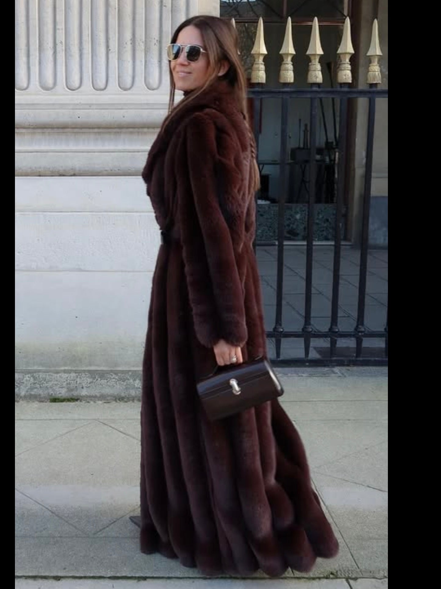 LOBA Brown Luciana Faux Fur Maxi Coat UK M