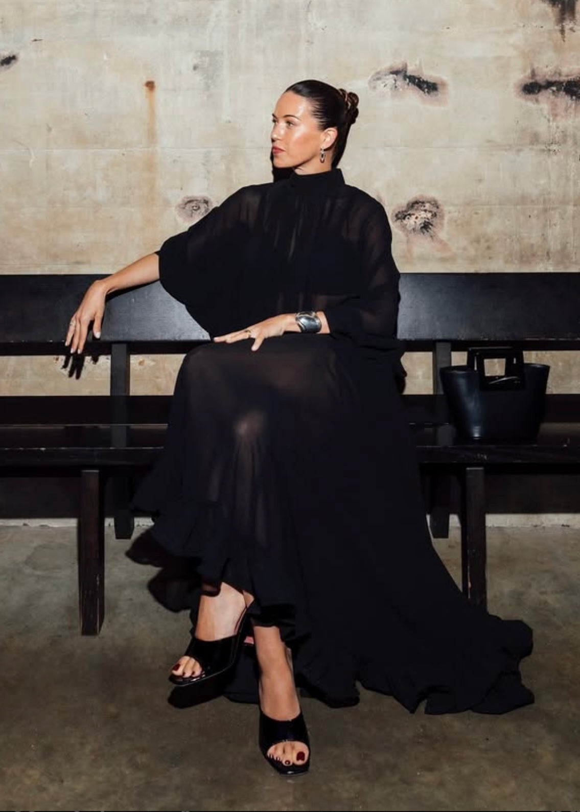 H&M Edition Black Chiffon Tie-neck Blouse UK 8