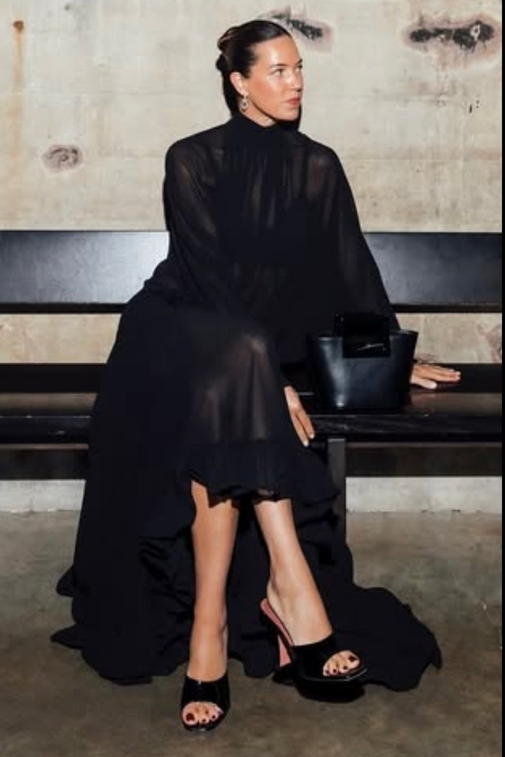 H&M Edition Black Chiffon Tie-neck Blouse UK 8