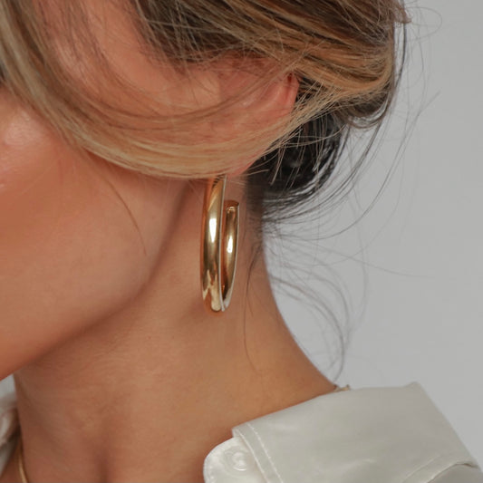 Katri's Jewellery 14kt Yellow Gold Plated Large Hoop Earrings BNIB