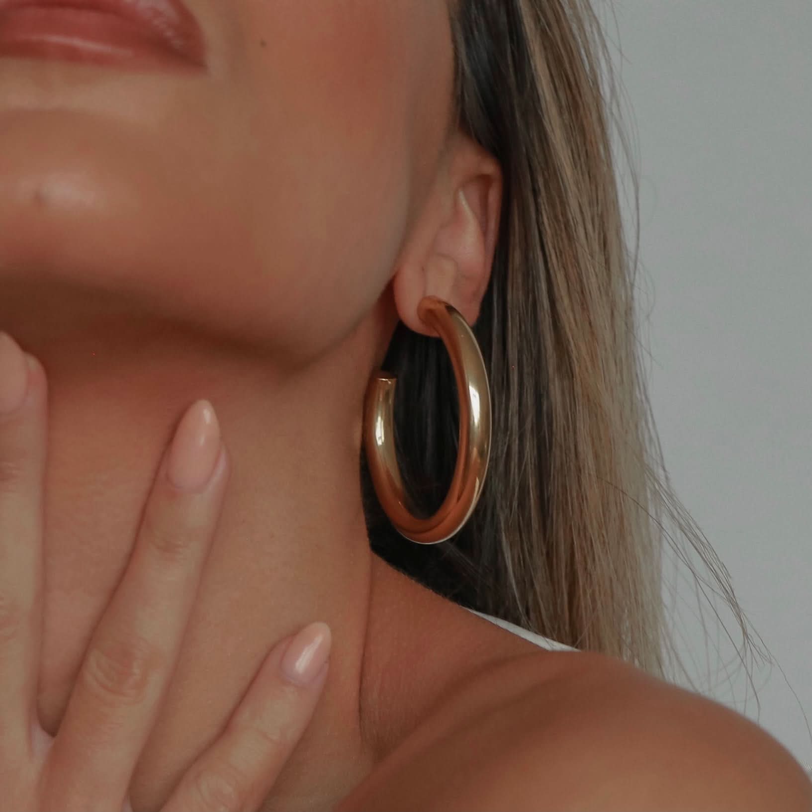 Katri's Jewellery 14kt Yellow Gold Plated Large Hoop Earrings