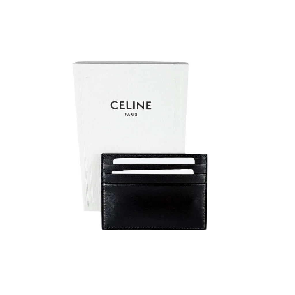 CELINE Card Holder Triomphe in Shiny Black Calfskin Leather