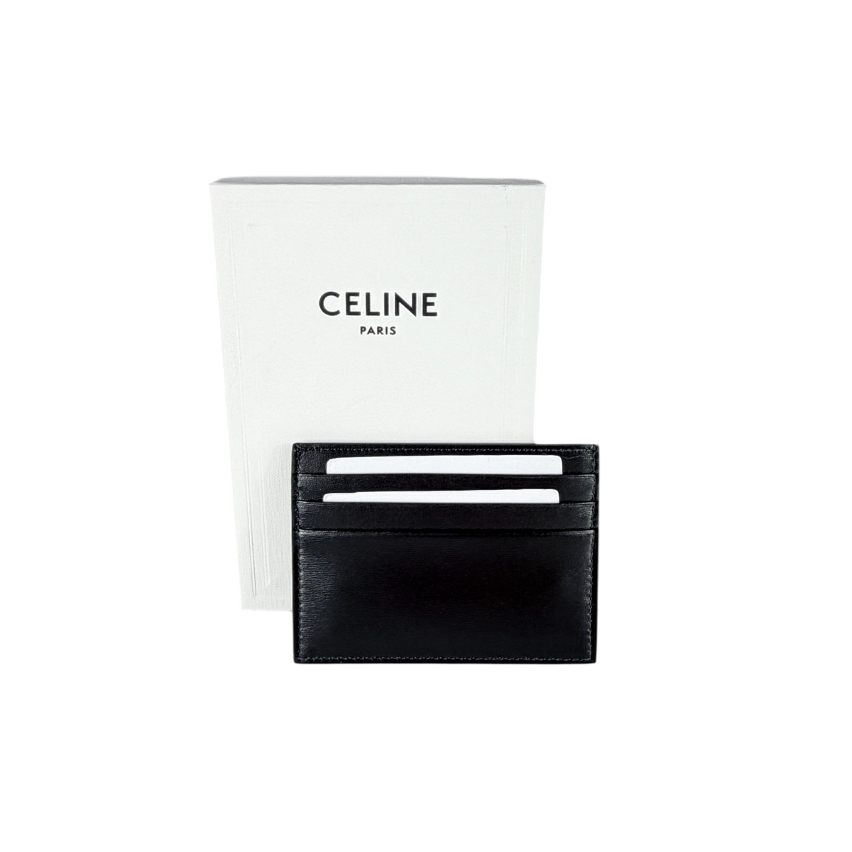 CELINE Card Holder Triomphe in Shiny Black Calfskin Leather