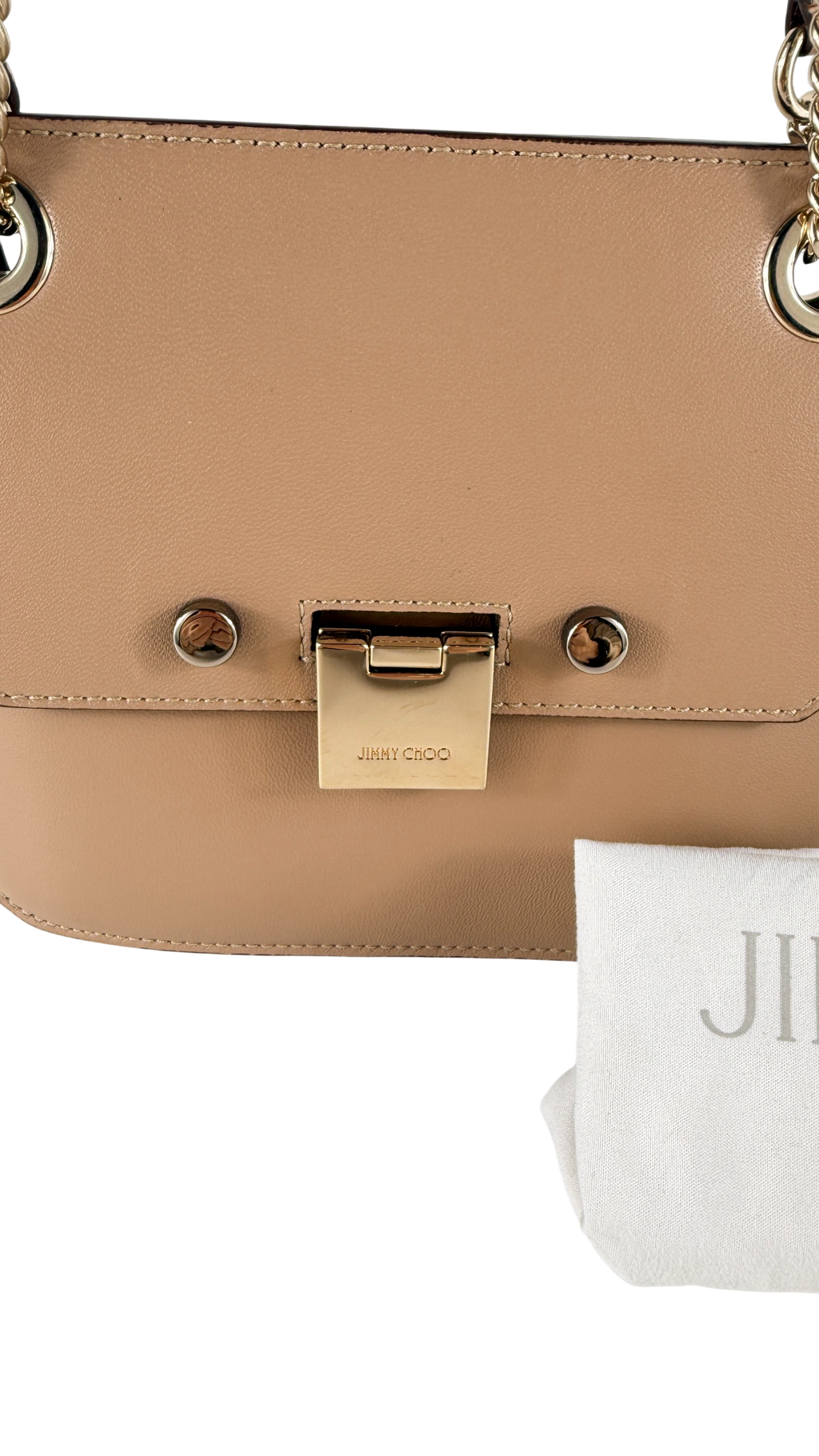 Jimmy Choo Beige Leather / Yellow Gold Rebel / XB Crossbody Bag