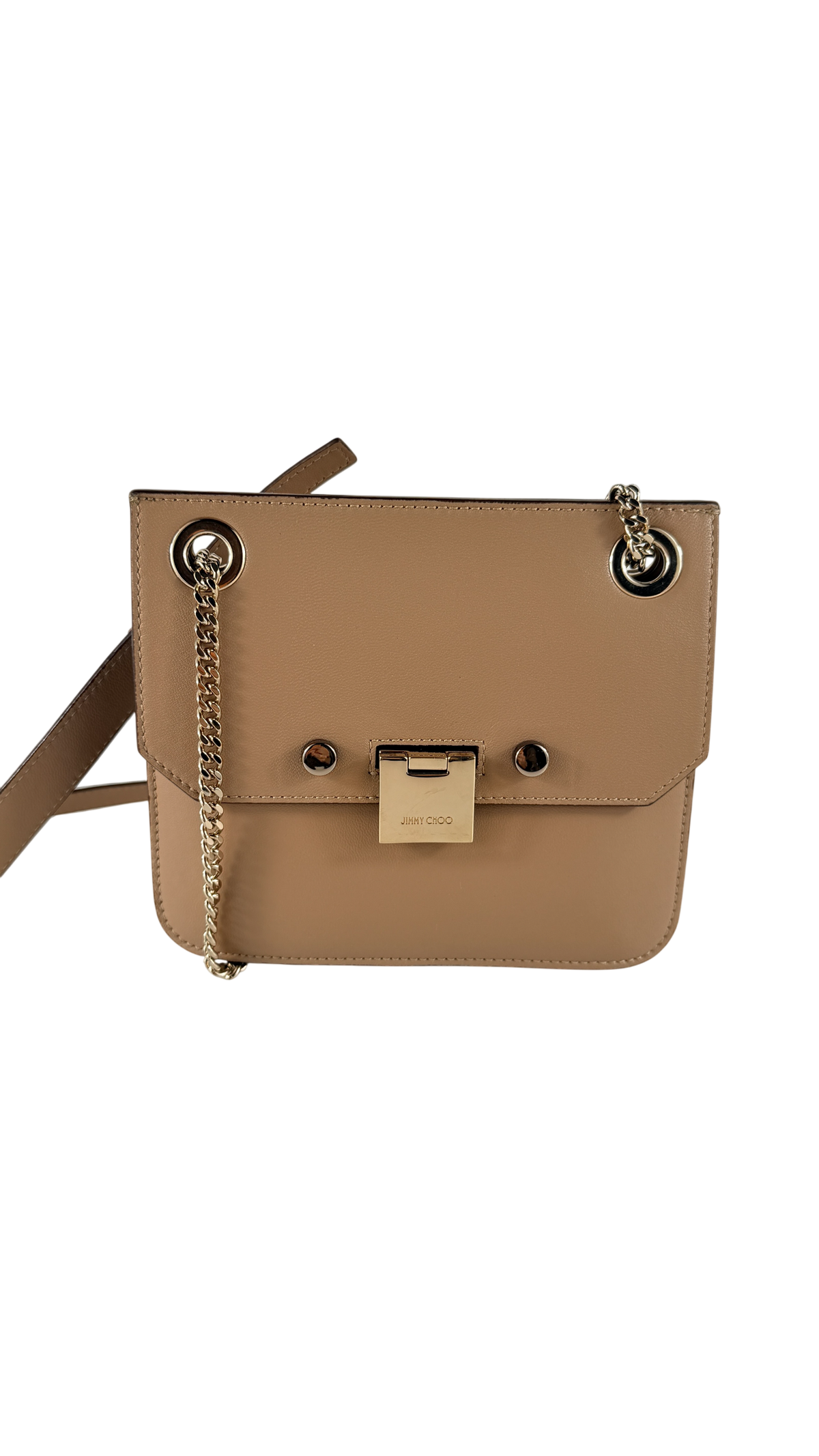 Jimmy Choo Beige Leather / Yellow Gold Rebel / XB Crossbody Bag