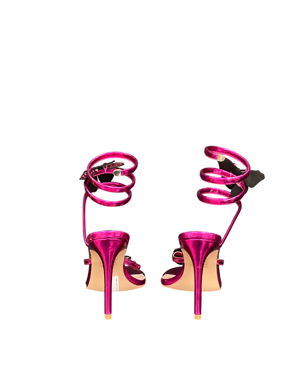 Ego Raddix Butterfly Detail Strap Around Strap Stiletto Heel In Pink Metallic Faux Leather UK 6 EU 39 👠