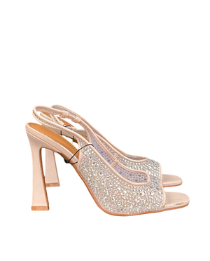 River Island Pink Diamonte Open Toe Heels UK 6 EU 39