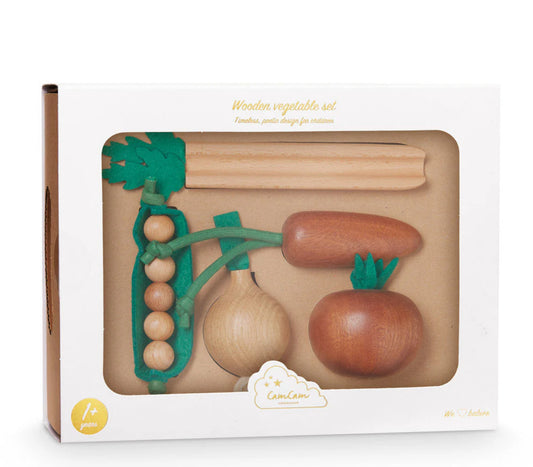 CamCam Copenhagen Brown Wooden Vegetable Set Boxed