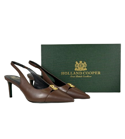 HOLLAND COOPER Wear All Day Monroe Slingback Chocolate Brown Leather UK 8 EU 41