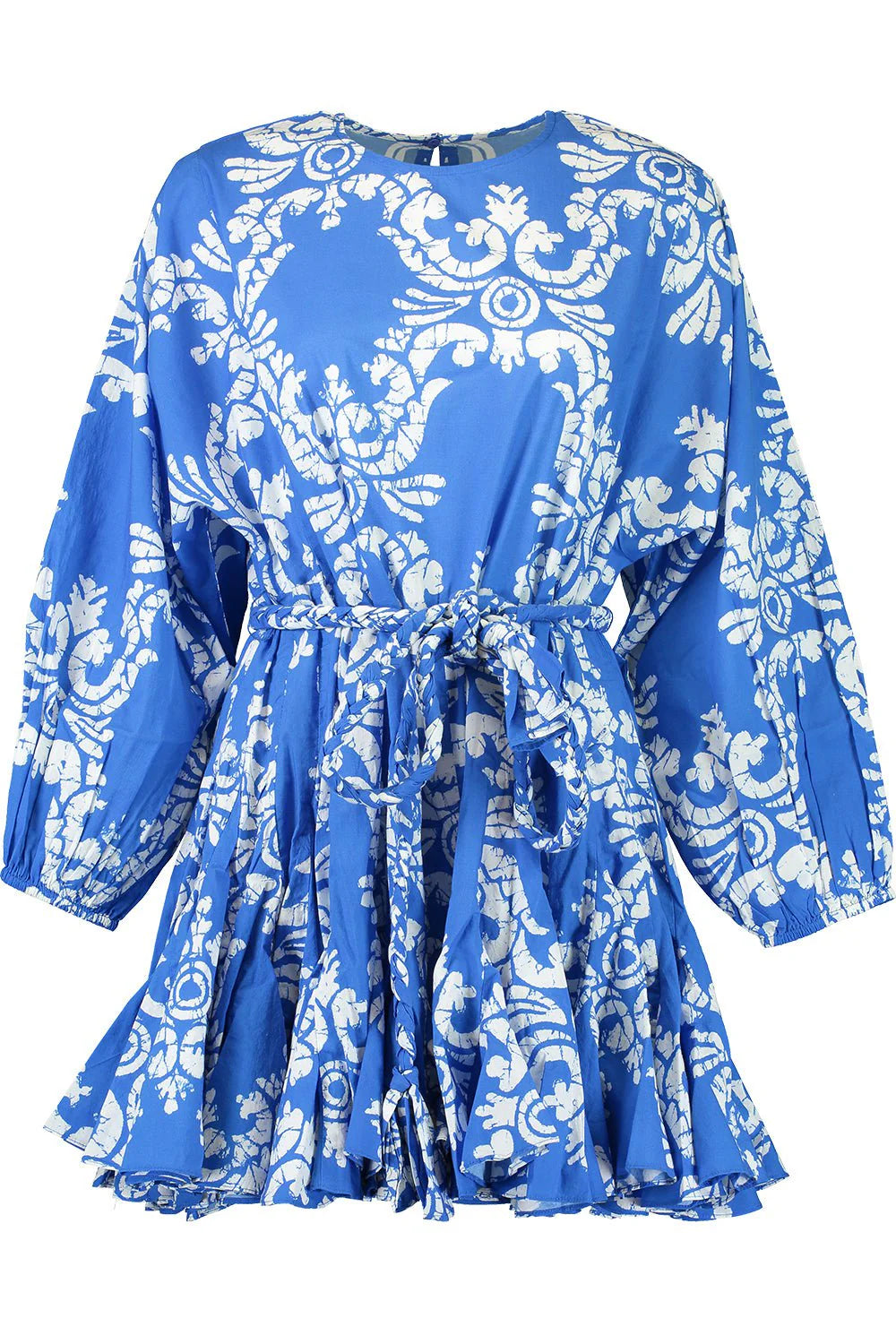 Rhode Resort Blue Ella Dress with braided belt - Batik Grid UK L