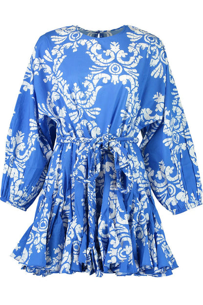 Rhode Resort Blue Ella Dress with braided belt - Batik Grid UK L