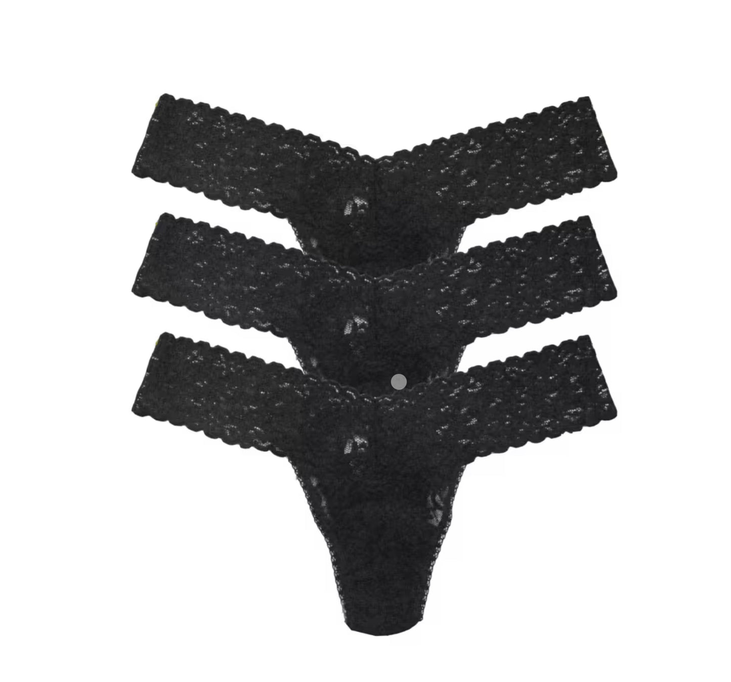 Hanky Panky Black Lace 3 Pack Low Rise Thong “No VPL” Knickers One Size (UK 2-12)