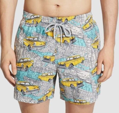 Vilebrequin Rare Moorea Taxi Cab Print Swim Shorts UK L