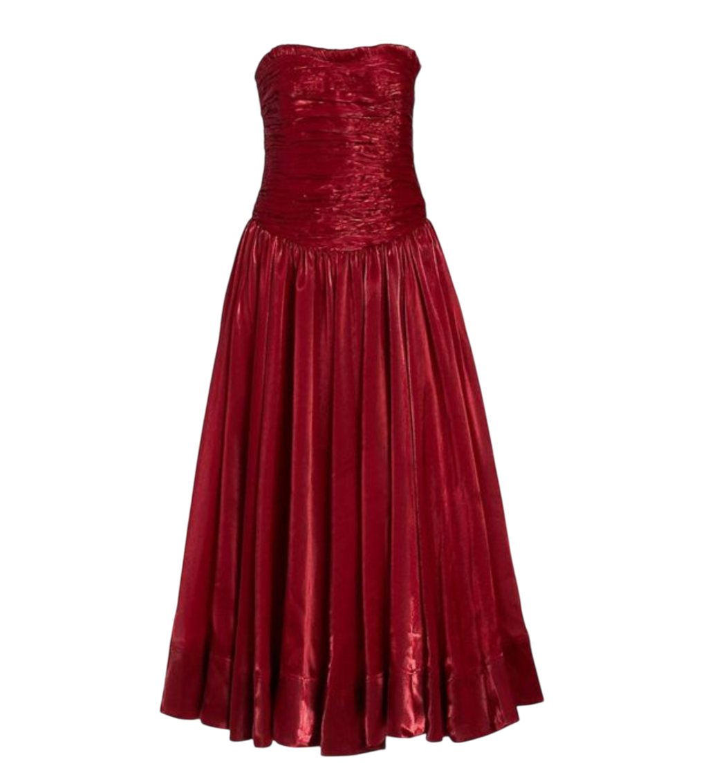 Aje Red Regent Strapless Dress UK 4