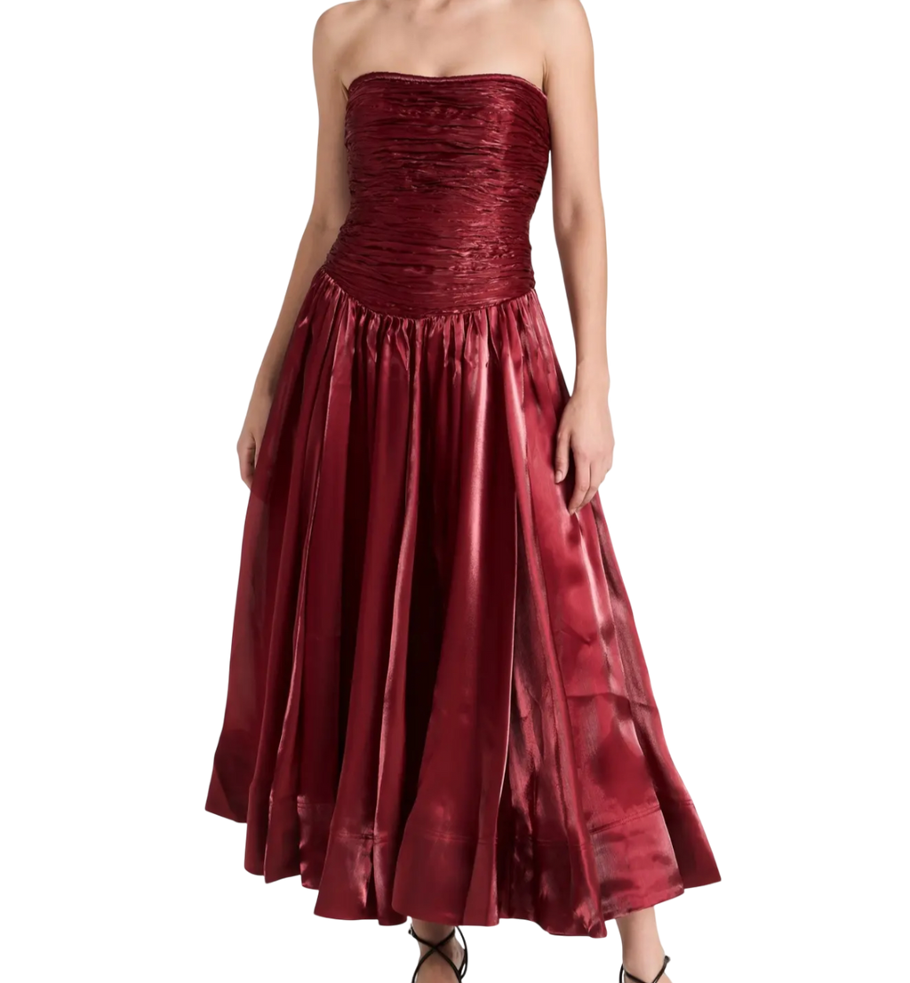 Aje Red Regent Strapless Dress UK 4