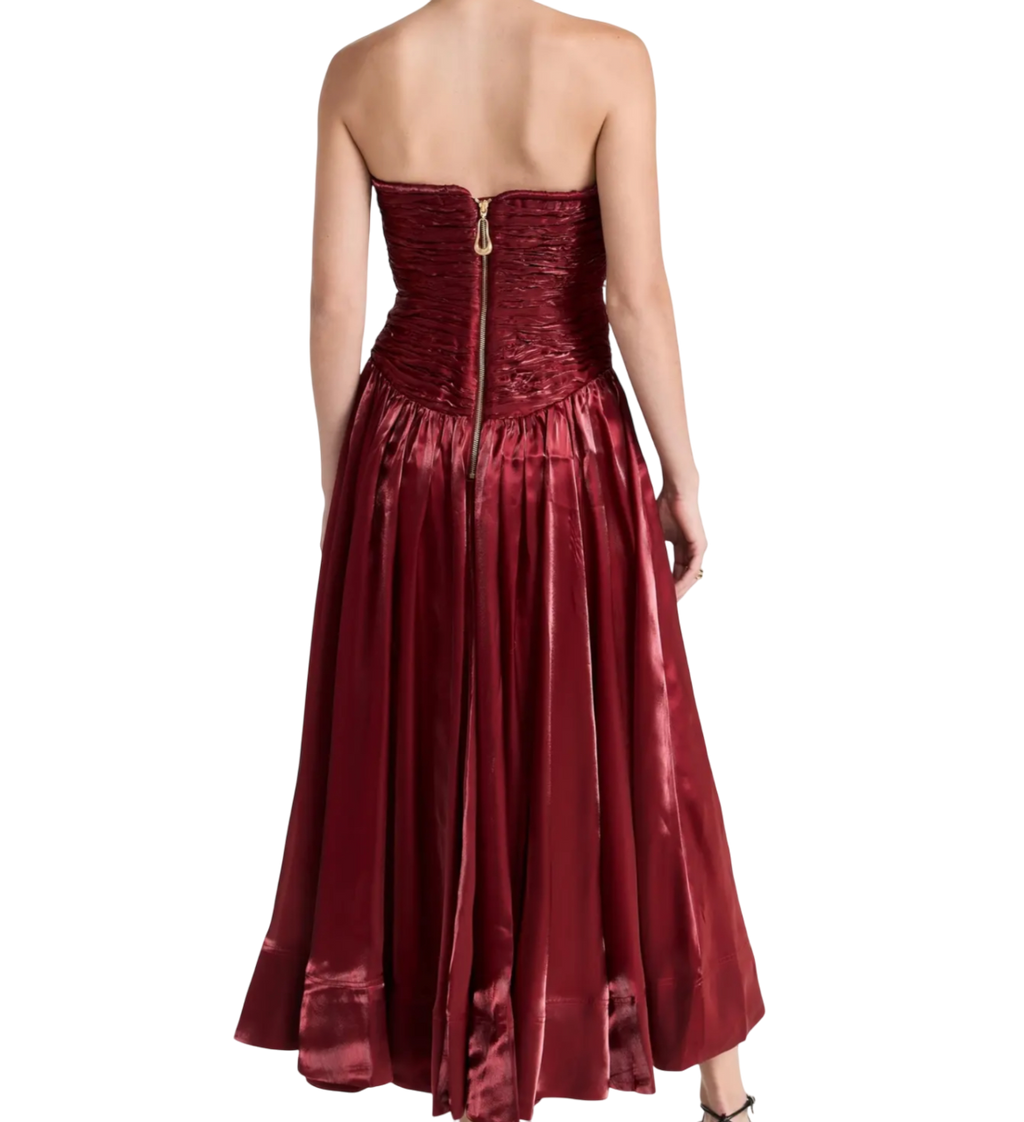Aje Red Regent Strapless Dress UK 4