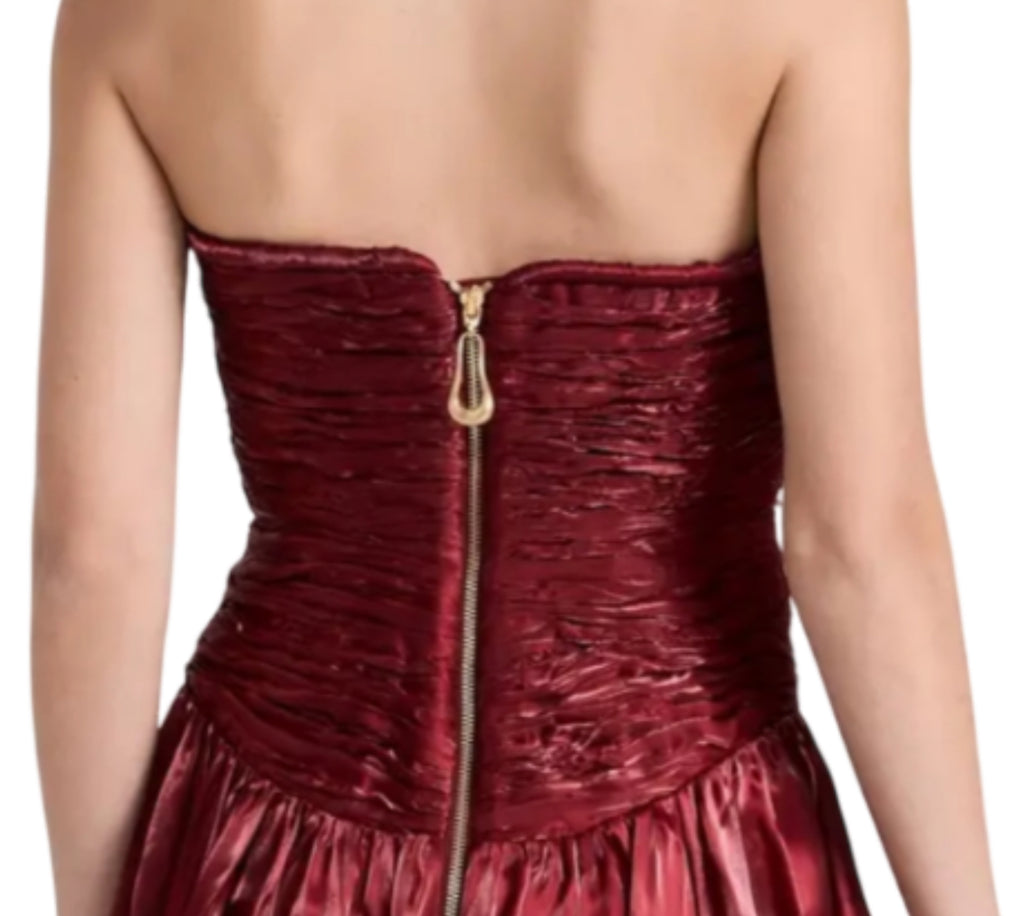 Aje Red Regent Strapless Dress UK 4