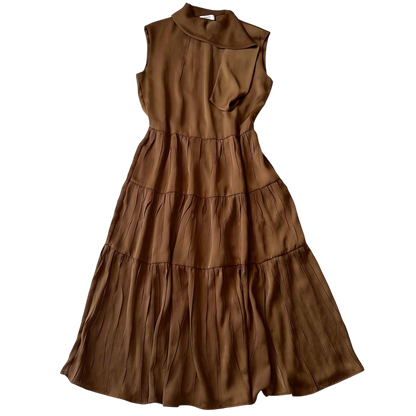 Theory Brown Tiered Georgette Dress UK 4