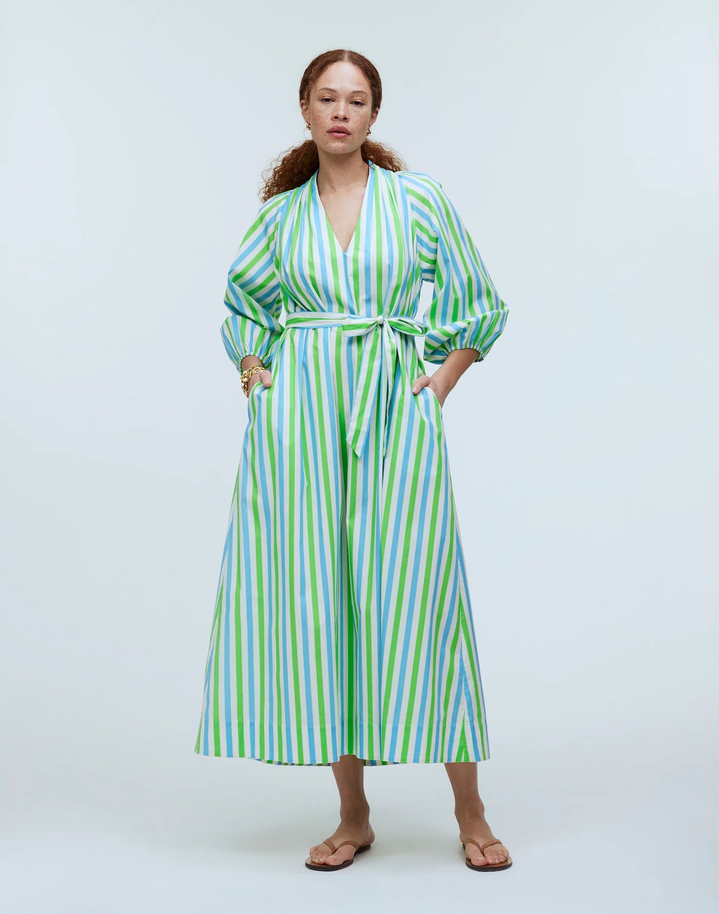 Rhode Resort Blue /Green Stripe Rio Maxi Dress UK XS