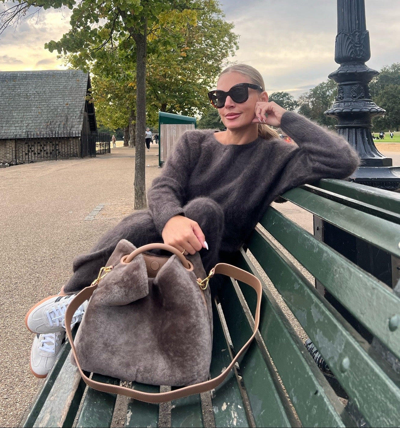 almada label Brown Umi Brushed Cashmere Skirt UK S