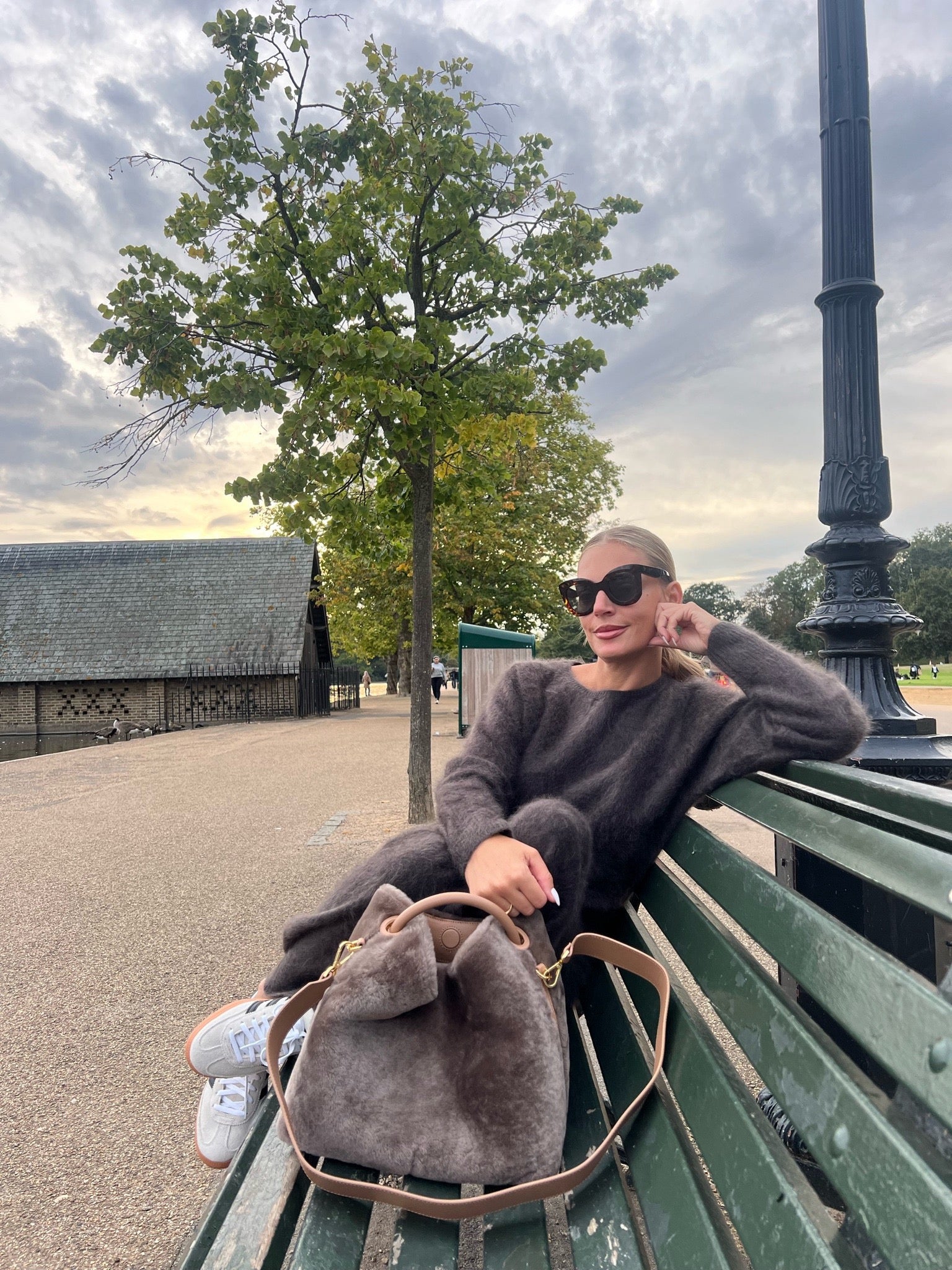 almada label Brown Umi Brushed Cashmere Skirt UK S